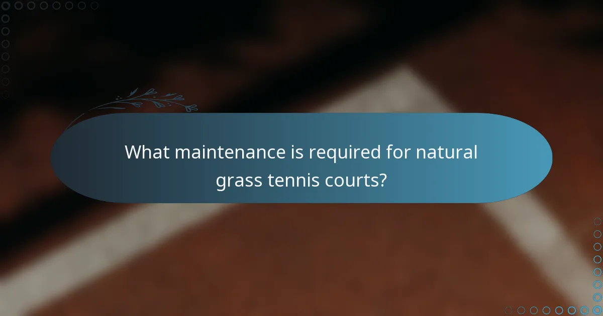 What maintenance is required for natural grass tennis courts?
